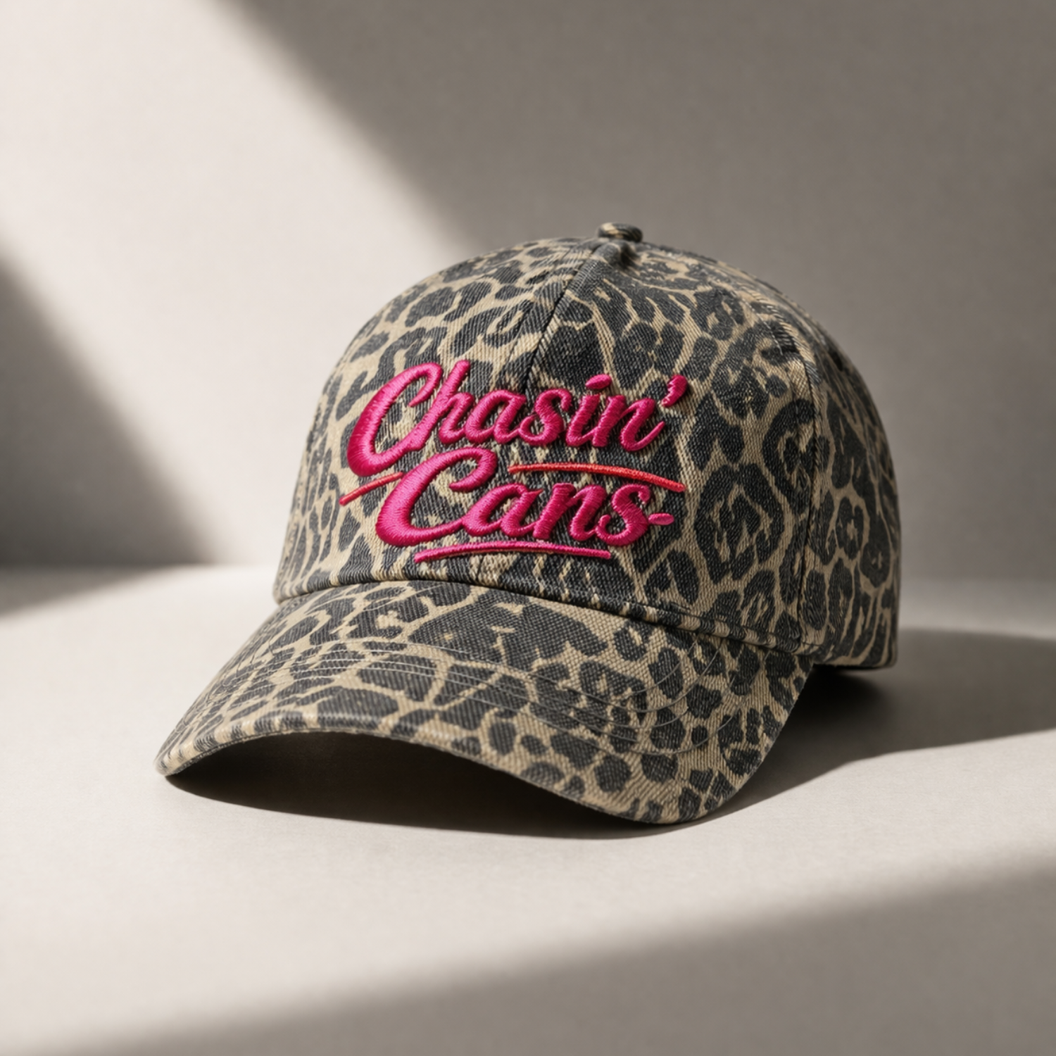 Cutiemoon “Chasin’ Cans” Leopard Print Trucker Hat