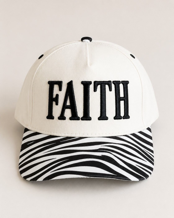 Faith Zebra Print Snapback Cap